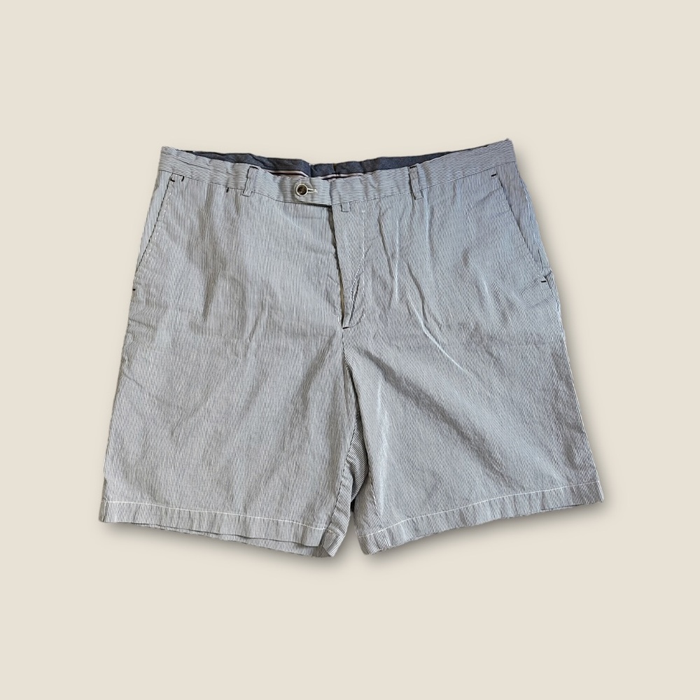 Peter Millar Chino Shorts Men's‎ Size 42 Flat Front Blue Stripes Lightweight ✅
